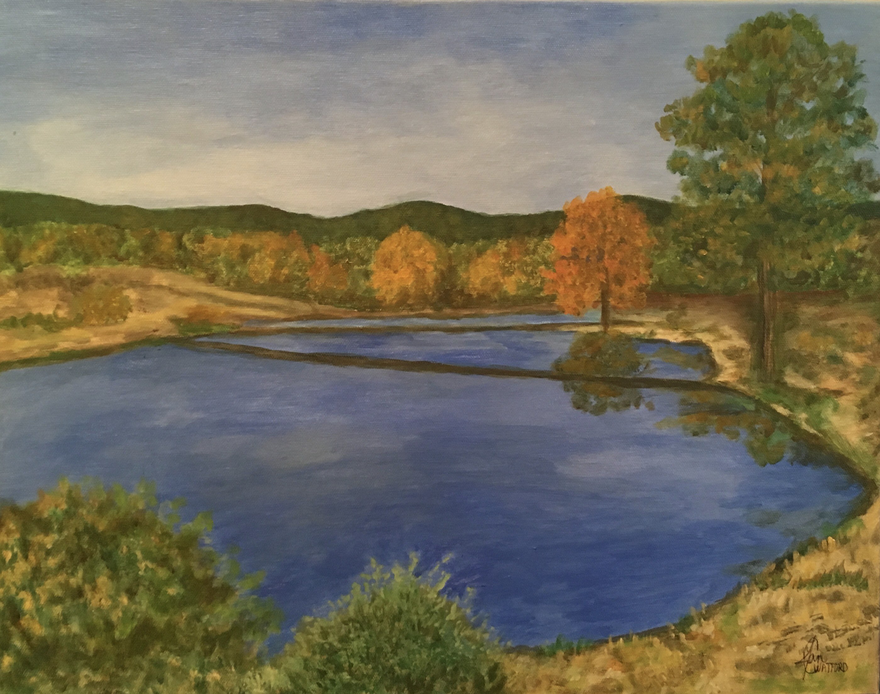 2799x2209 Mercier's Lake Acrylic Landscape Painting Jan C Watford - Lake Landscape Painting