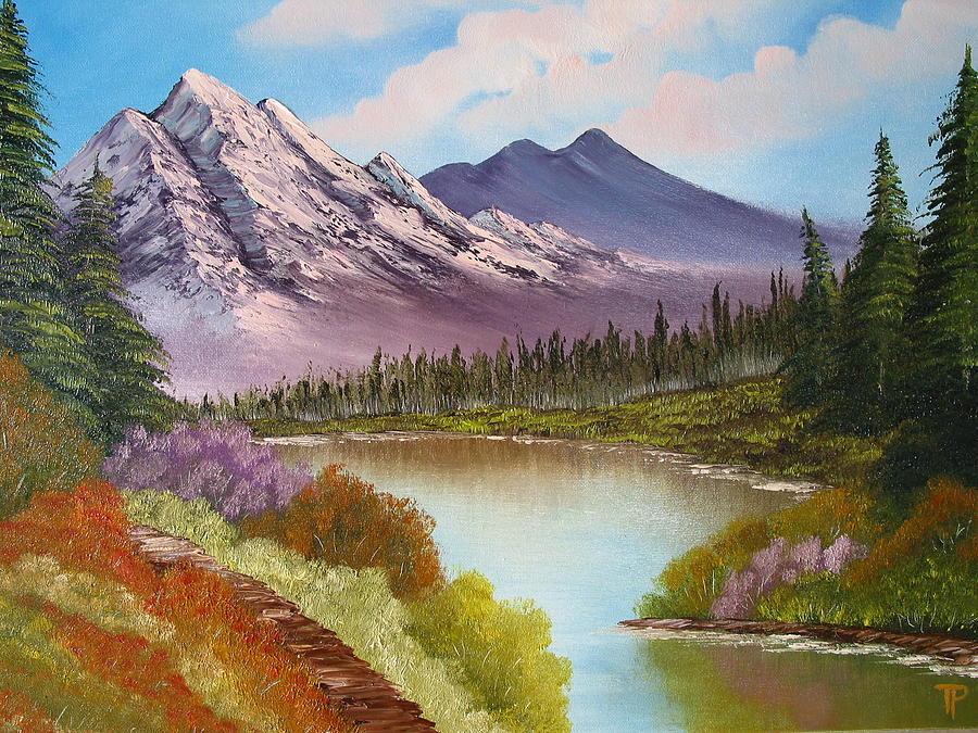 900x675 Mountain Lake Painting By Tetyana Popova - Lake Landscape Painting