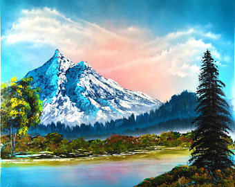 340x270 Mountain Painting Etsy - Lake Landscape Painting