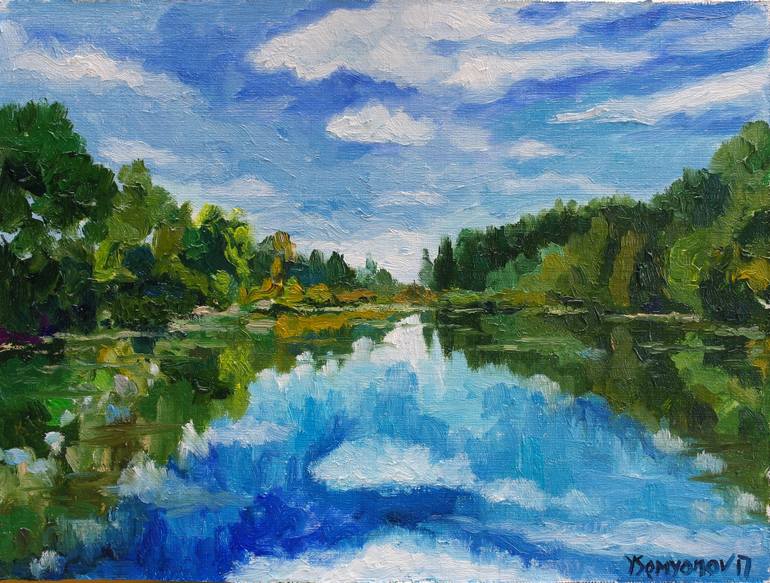 770x583 Saatchi Art Lake, Estonian Landscape Painting By Juri Semjonov - Lake Landscape Painting