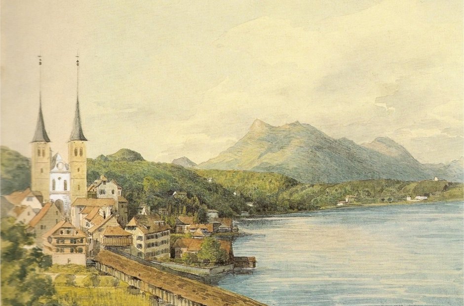 940x620 Felix Mendelssohn View Of Lucerne - Lake Lucerne Painting