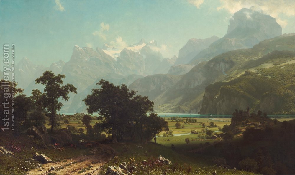 1000x596 Lake Lucerne Switzerland Albert Bierstadt Reproduction 1st Art - Lake Lucerne Painting