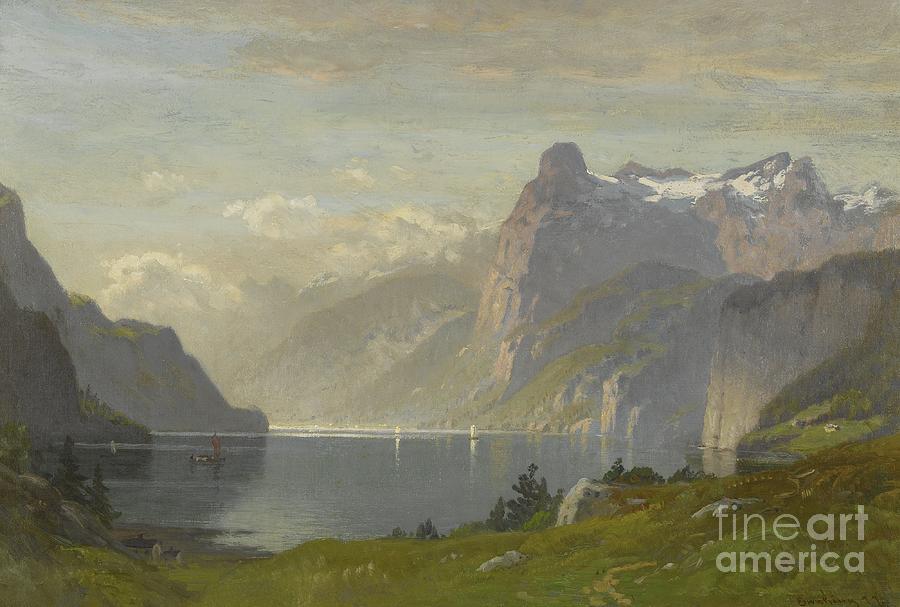 900x607 Morning Lake Lucerne Painting By Celestial Images - Lake Lucerne Painting