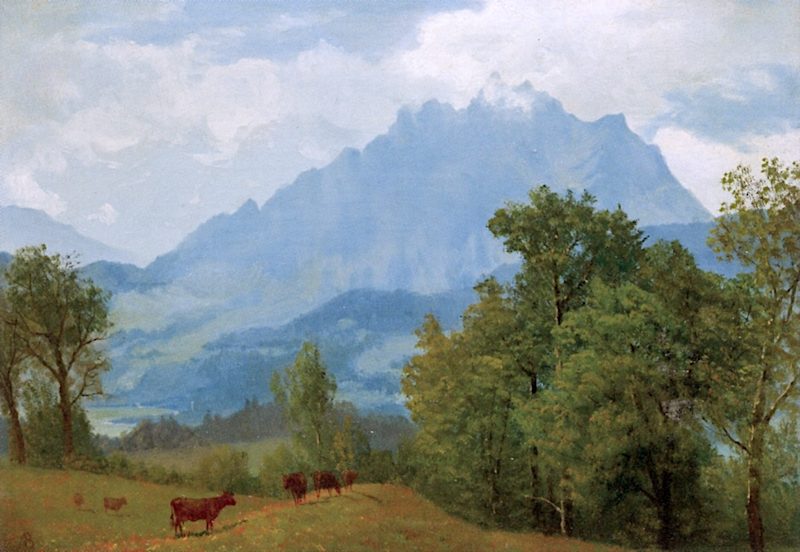 800x552 Mount Pilatus Above Lake Lucerne Painting Albert Bierstadt Oil - Lake Lucerne Painting