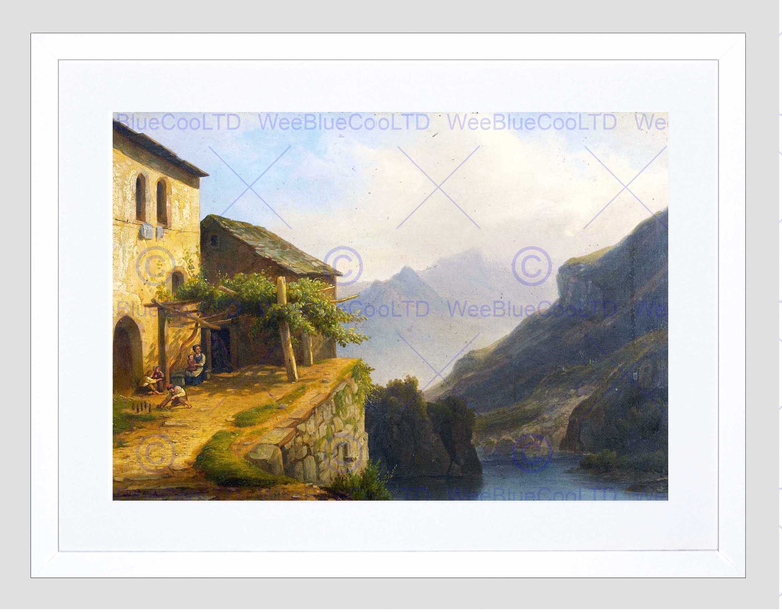 2500x1956 Painting Lake Lucerne Mountains New Black Framed Art Print Picture - Lake Lucerne Painting
