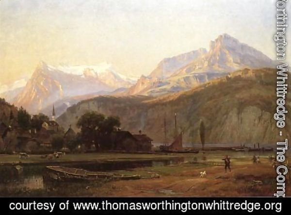 600x443 Thomas Worthington Whittredge - Lake Lucerne Painting