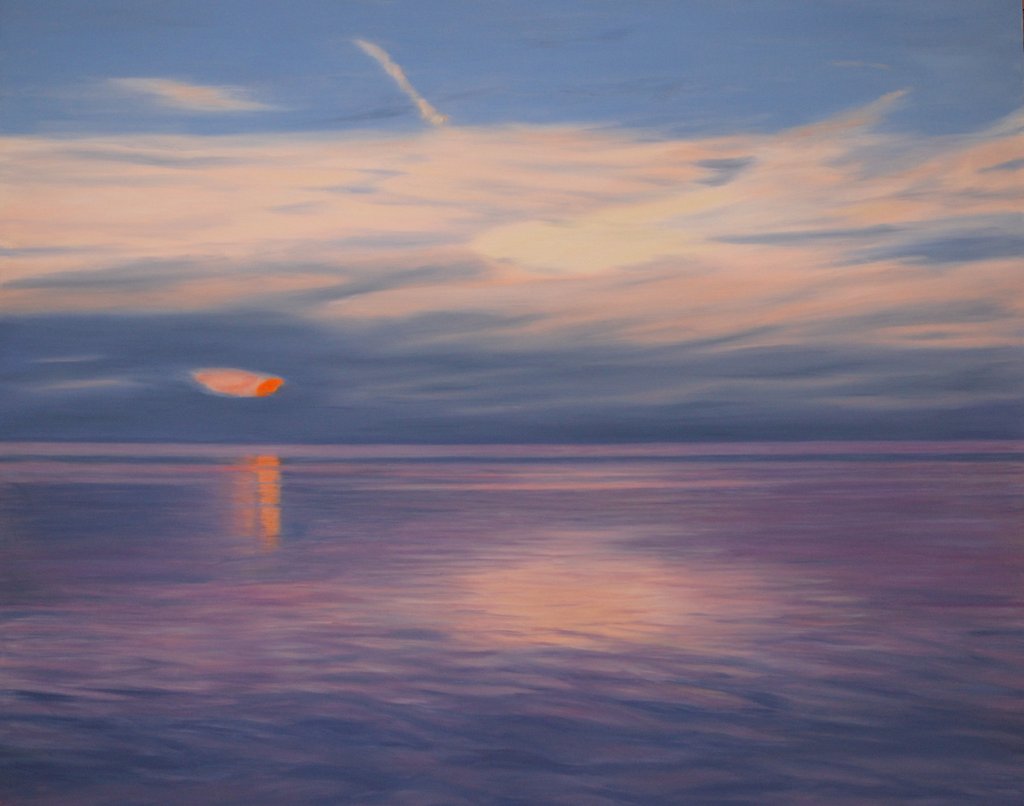 1024x806 Sunset On Lake Michigan Landscape Painting Sunset Oil Painting - Lake Michigan Painting
