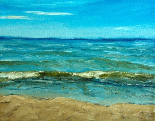 500x393 Wave, Lake Michigan, Oil On Canvas, 11x14, 2014 - Lake Michigan Painting
