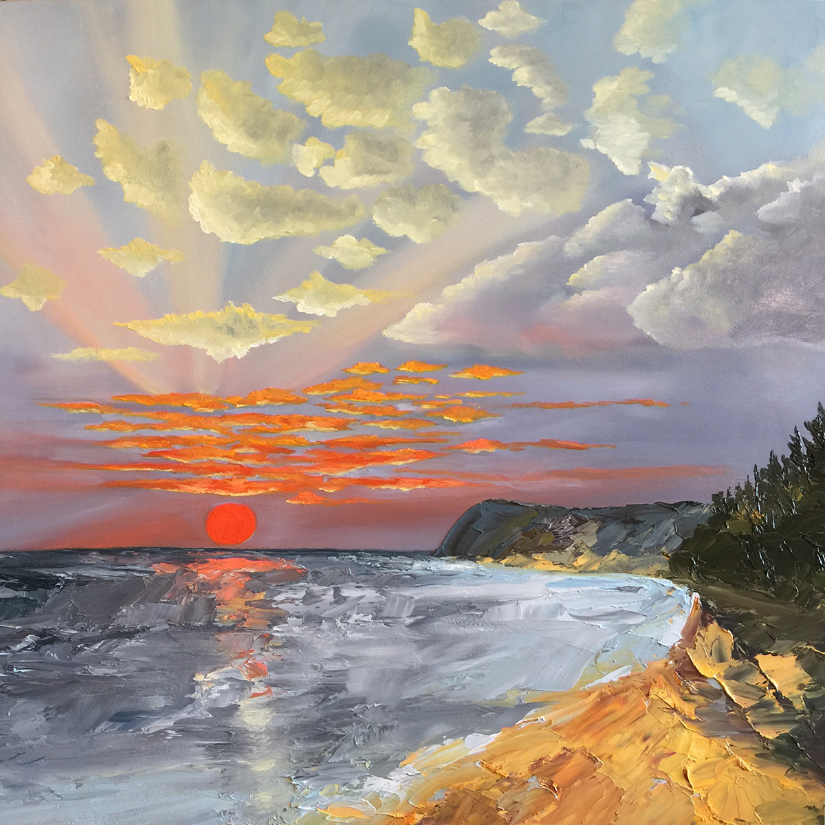 1200x1200 A Beautiful Night - Lake Michigan Painting