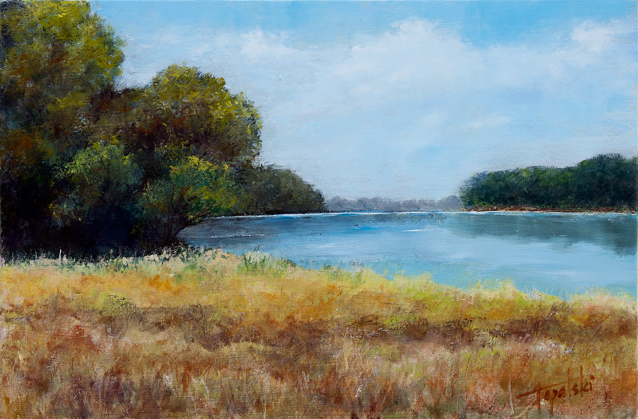 900x591 Forest By The Lake Oil Painting Fine Arts Gallery - Lake Painting