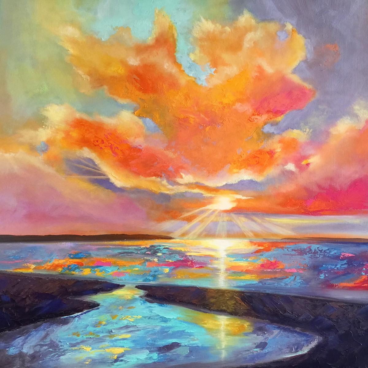 1200x1200 North Bar Lake - Lake Painting