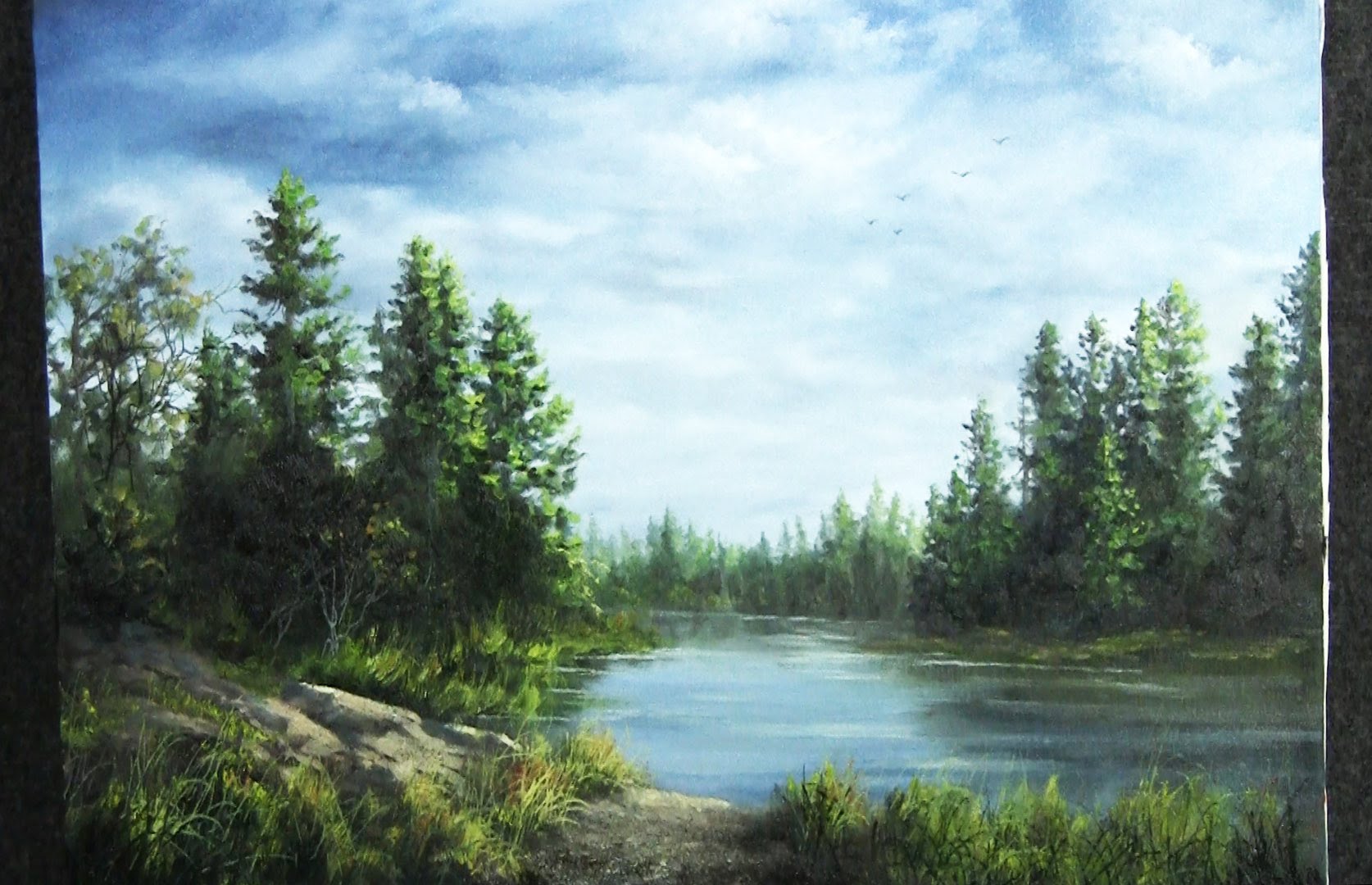 1674x1080 Oil Painting Forest Lake Paint With Kevin Hill - Lake Painting