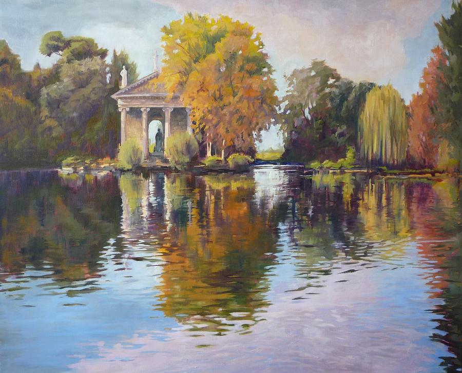 900x727 Reflections Of The Past Painting By Sharon Weaver - Lake Reflection Painting