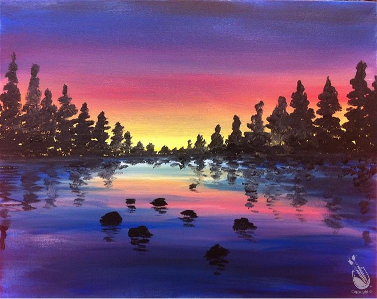 Lake Sunset Painting at PaintingValley.com | Explore collection of Lake ...