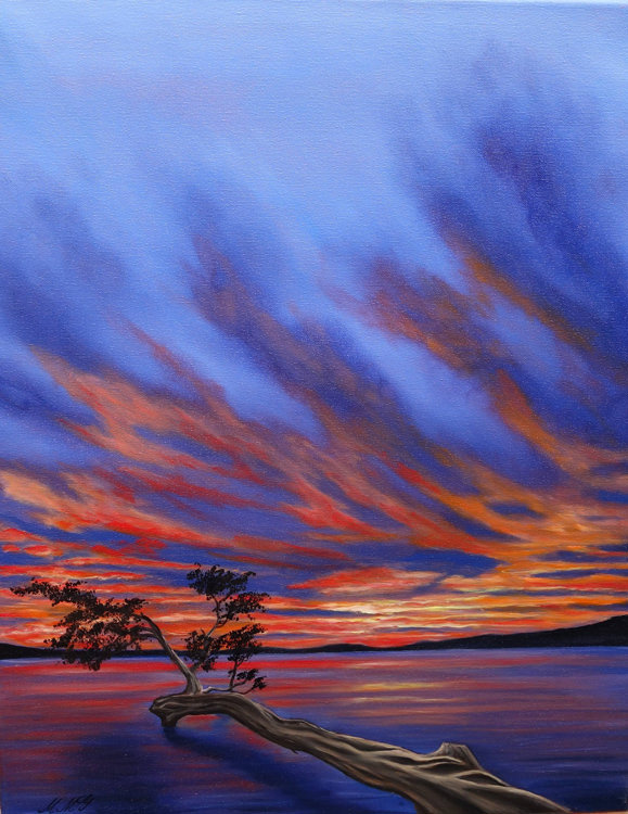 579x750 Lake Sunset 2017 Oil Painting Mmg Art Studio - Lake Sunset Painting