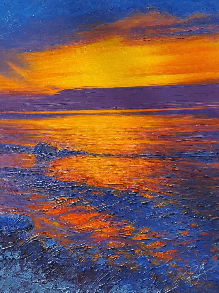 767x1024 Lake Sunset No. One Original Large Painting Find The Beautiful - Lake Sunset Painting