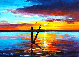 300x217 Lake Sunset Painting - Lake Sunset Painting