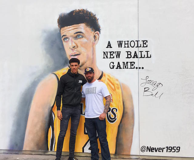 640x528 Lakers News Artist Jonas Never Paints Mural Of Lonzo Ball Outside - Laker Painting