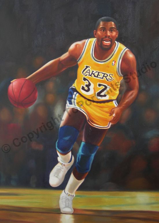 550x771 Magic Johnson, Los Angeles Lakers - Laker Painting
