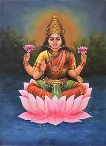 218x300 Hindu Goddess Lakshmi Painting Handmade Indian Religious Oil - Lakshmi Painting