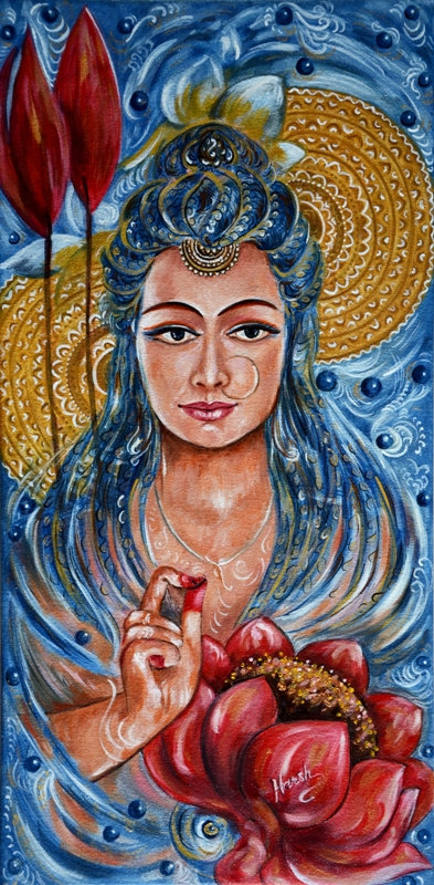 393x800 Chakra Painting Mandla Oceanic Waves Lakshmi Mudra - Lakshmi Painting