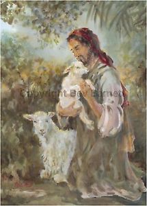 215x300 Contemplating The Lamb Of God 8 X 10 Print Of An Original Acrylic - Lamb Of God Painting