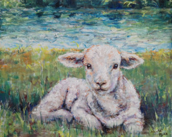340x270 Original Paintings On Canvas Etsy - Lamb Painting