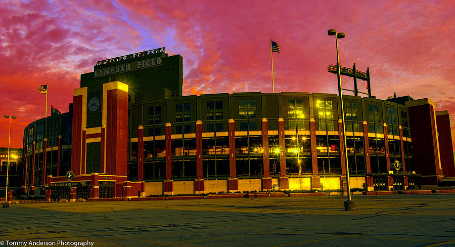 900x488 Sunset Over Lambeau Field Photograph By Tommy Anderson - Lambeau Field Painting