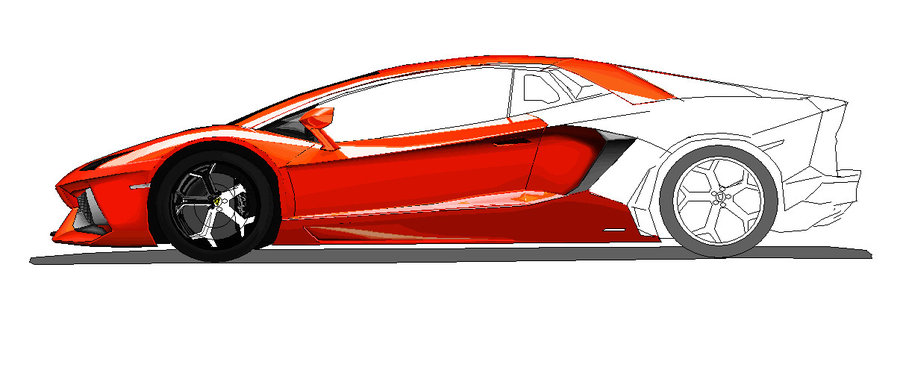 900x382 Lamborghini Aventador Side View Ms Paint Colored 2 By Ant787 - Lamborghini Aventador Painting