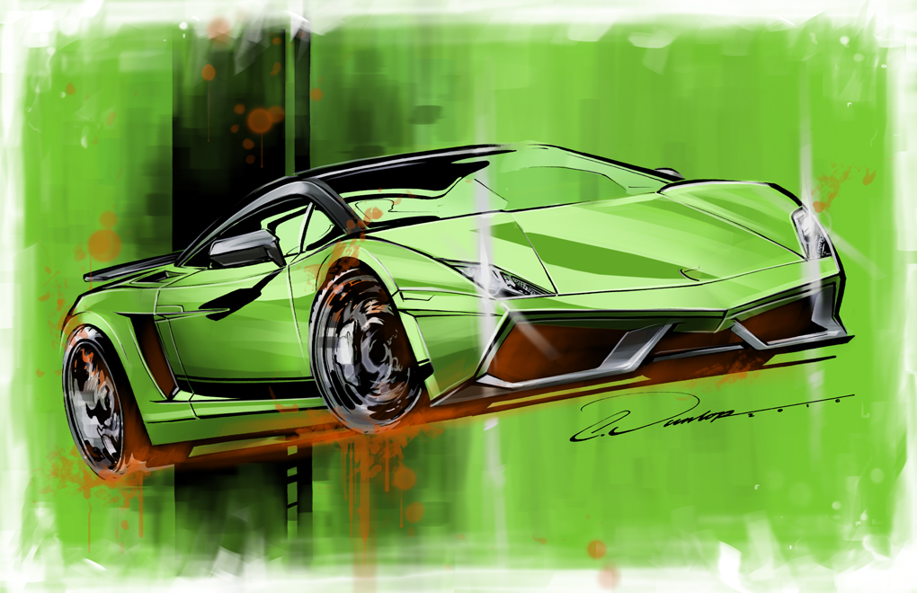 1020x660 Lamborghini Digital Painting By Pinstripechris - Lamborghini Painting