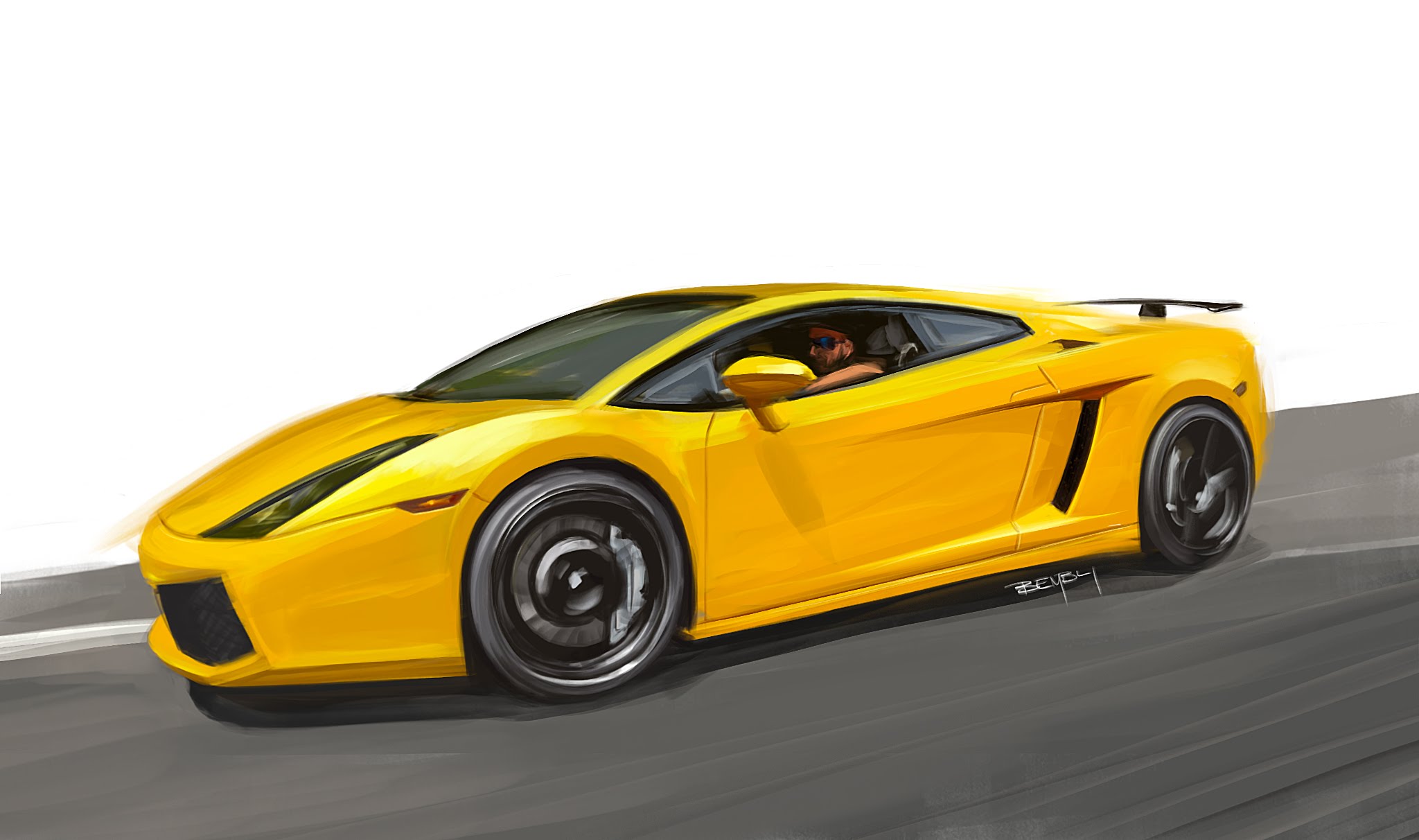 2048x1212 Lamborghini Gallardo Photoshop Painting Timelapse - Lamborghini Painting