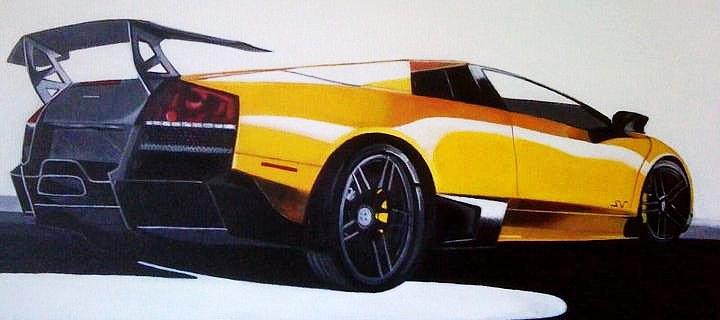 720x320 Lamborghini Painting By David Perales - Lamborghini Painting