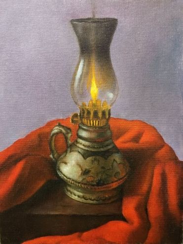 371x495 Moroccan Lamp Original Art Painting By Jonathan Aller - Lamp Painting