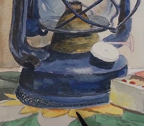 500x438 How To Paint A Hurricane Lamp Still Life In Watercolor Online - Lamp Painting
