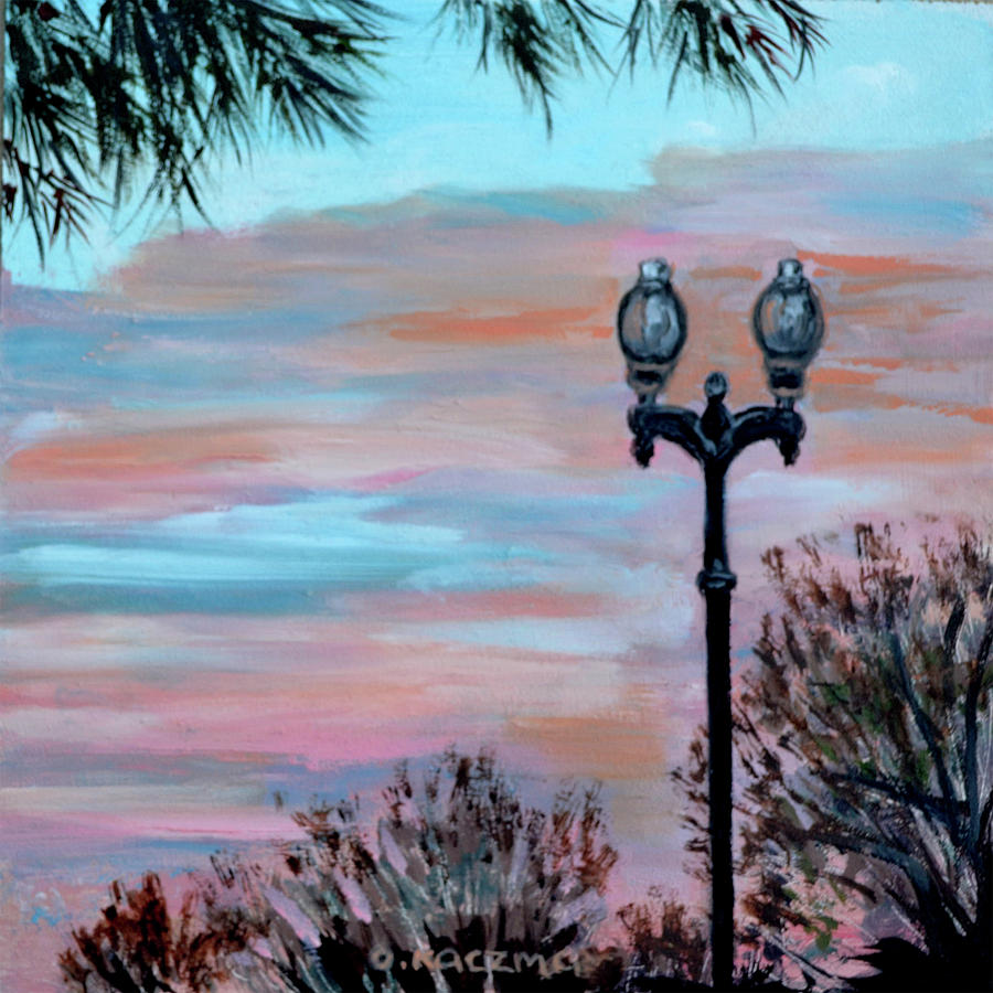 900x900 Lamp Post Painting By Olga Kaczmar - Lamp Post Painting