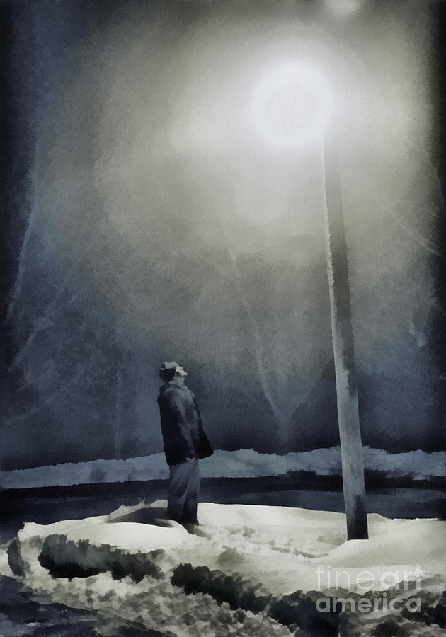 630x900 Man At Lamp Post Painting Painting By Jeremy Hunter - Lamp Post Painting