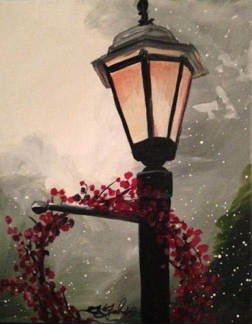 503x647 Painting Workshop Winter Lamp Post - Lamp Post Painting