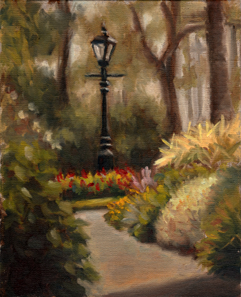 350x430 Painting A Day T. J. Murphy Lamp Post In Canterbury Gardens - Lamp Post Painting