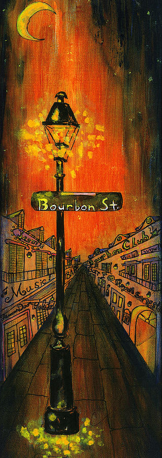 319x900 Bourbon Street Lamp Post Painting By Catherine Wilson, Painting - Lamp Post Painting