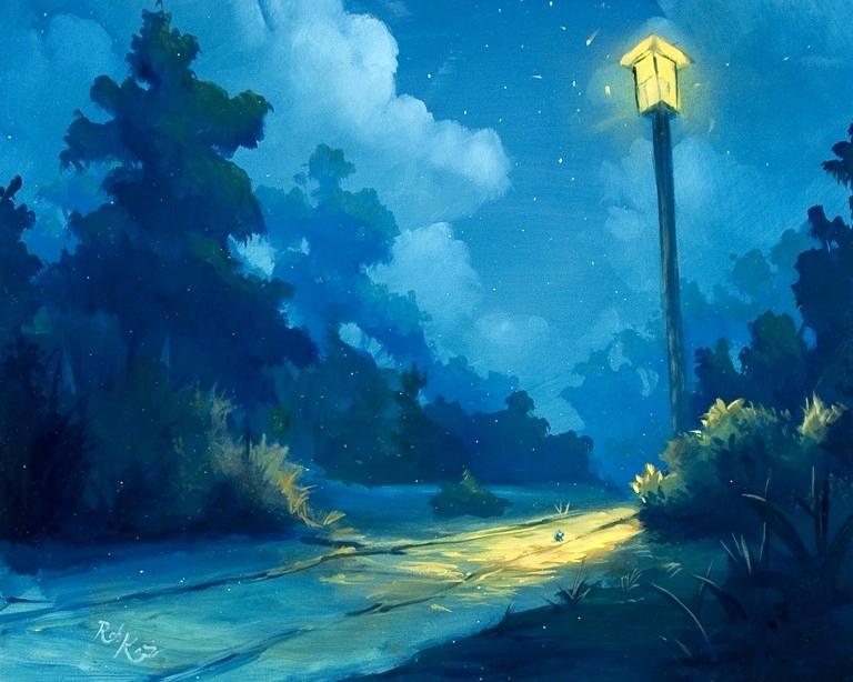 768x614 Lamp Painting Rob Lamp Post Original Oil On Canvas Painting - Lamp Post Painting