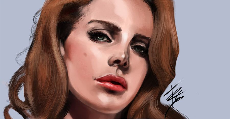 900x468 Lana Del Rey Portrait By Tracetincin - Lana Del Rey Painting