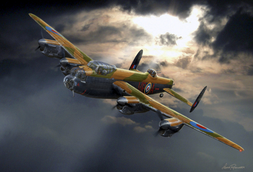 504x343 Lancaster Aviation Painting By Lance Russwurm - Lancaster Painting