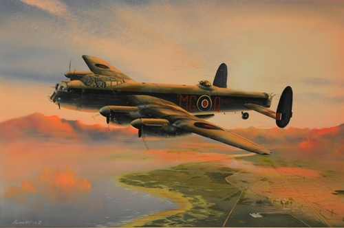 500x332 Painting Lancaster Mk Iii Pb667 Mg Q Pathfinder - Lancaster Painting