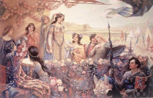 588x375 Lancelot And Guinevere By Herbert Draper Fine Art Print - Lancelot And Guinevere Painting