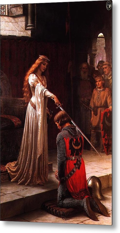 493x958 Queen Guinevere And Sir Lancelot Metal Print By Motionage Designs -...