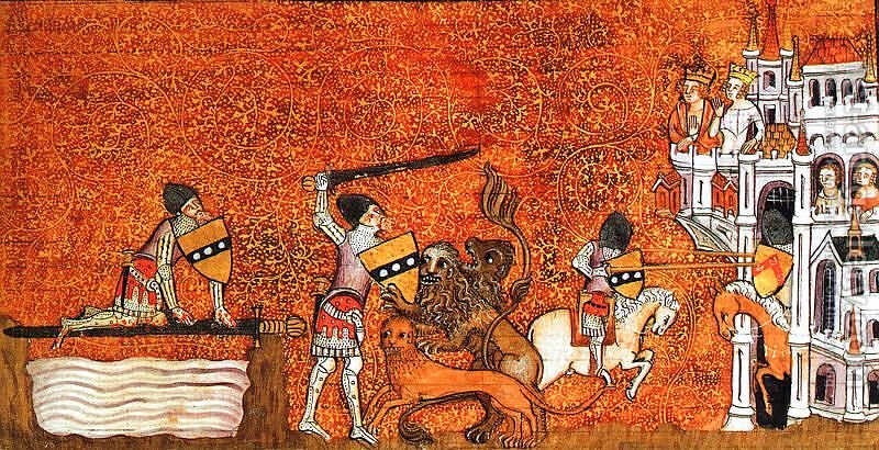 800x410 Sir Lancelot Crossing The Sword Bridge British Unknown Master - Lancelot Painting