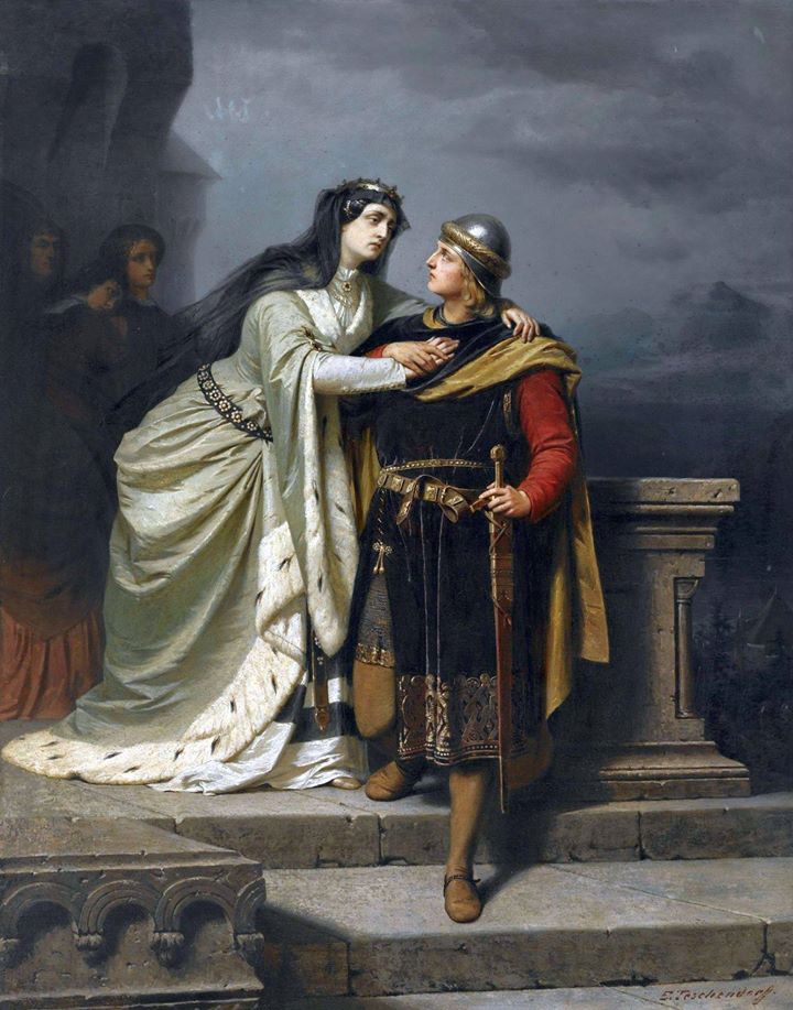 720x917 Lancelot And Guinevere Painting Emil Teschendorff 1833 1894 Queen - Lancelot Painting