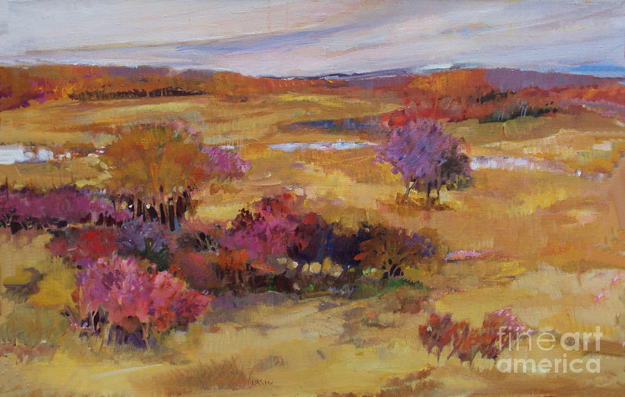 900x572 Autumn Land Painting By Diane Ursin - Land Painting