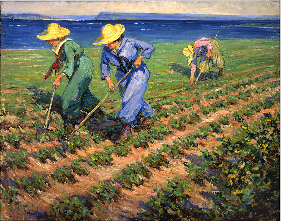 900x710 Ww1 Land Girls Farming Painting Print Photograph By Georgia Fowler - Land Painting