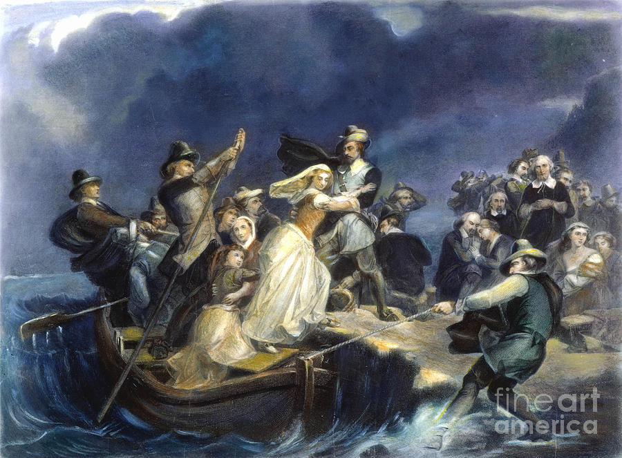 900x663 Landing Of The Pilgrims Photograph By Granger - Landing Of The Pilgrims Painting